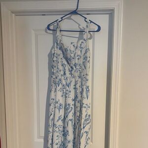 White and Blue Floral Sundress